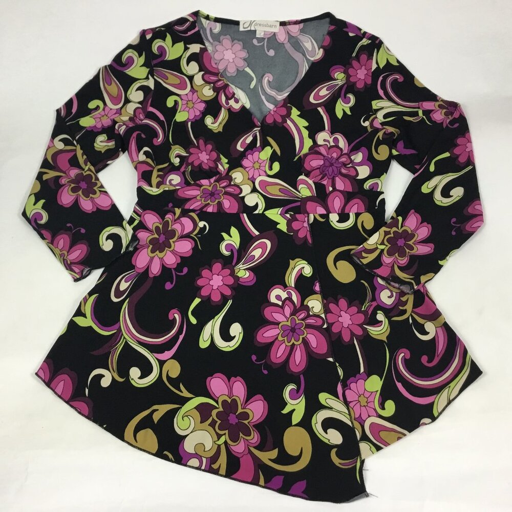 (PO) Dressbarn, Blk & Multi-color Floral Top